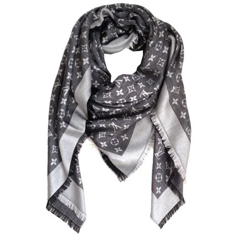 louis vuitton monogram denim shawl black silk|Louis Vuitton brown monogram scarf.